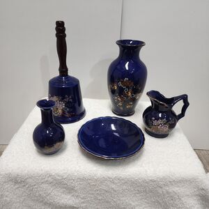 Vintage Japan Blue Cobalt Ceramic Set Lot of 5